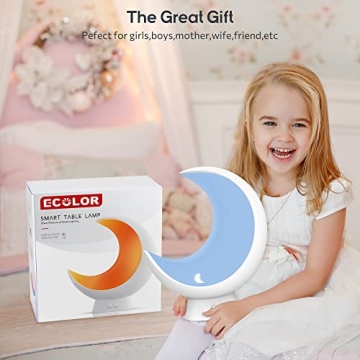 ECOLOR Smart Cordless Bedside Moon Lamp with Voice Control