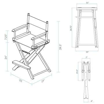 Casual Home Honey Oak Frame/Black Canvas 24" Counter Height Directors-Chairs