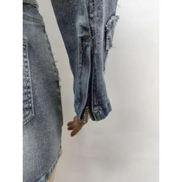 Molilove Women Fall 2 Piece outfits Skirt Sets Long Sleeve Denim Jacket Crop Top Mini Skirt Lounge Y2K Wear Tracksuit