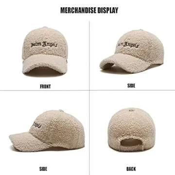 Lamb-Wool Baseball-Caps Adjustable,Teddy-Fleece Baseball Hat,Winter Hat Ponytail Hole for Women Men Outdoor Travel (Beige)