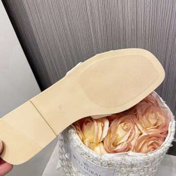 Women's Flat Sandals, Slip on Slides Summer Fall Shoes Cute Open Toe Slippers (White, Adult, Women, 10, Numeric, US Footwear Size System, Medium)