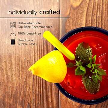 MexHandcraft 8 oz Cobalt Blue Rim Glasses Set of 6