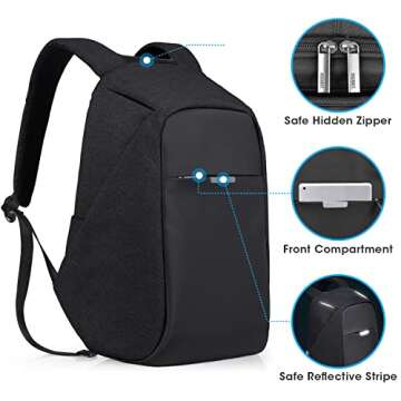 oscaurt Anti Theft Backpack with USB Charging and Hidden Zipper