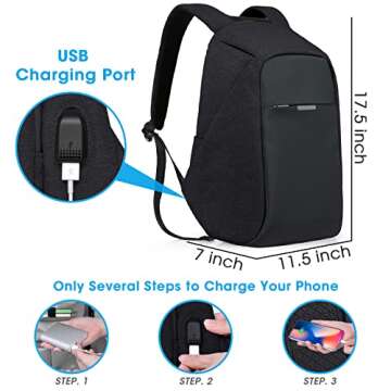 oscaurt Anti Theft Backpack with USB Charging and Hidden Zipper