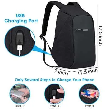 oscaurt Anti Theft Backpack with USB Charging and Hidden Zipper