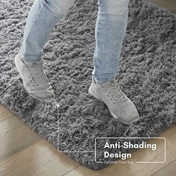 Ophanie Upgrade 4x6 Rugs for Bedroom, Grey, Fluffy Shaggy Soft Area Rug, Gray Non-Slip Indoor Floor Carpet for Living Room, Kids Baby Boys Teen Dorm Home Decor Aesthetic, Nursery, Rug