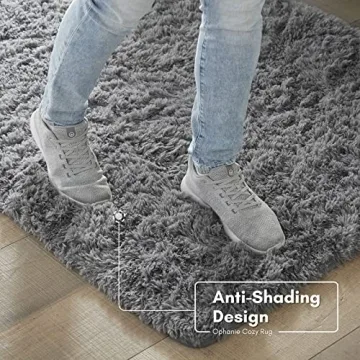 Ophanie Upgrade 4x6 Rugs for Bedroom, Grey, Fluffy Shaggy Soft Area Rug, Gray Non-Slip Indoor Floor Carpet for Living Room, Kids Baby Boys Teen Dorm Home Decor Aesthetic, Nursery, Rug