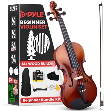 Pyle 3/4 Size Beginner Violin Starter Kit - Ideal for Young Learners