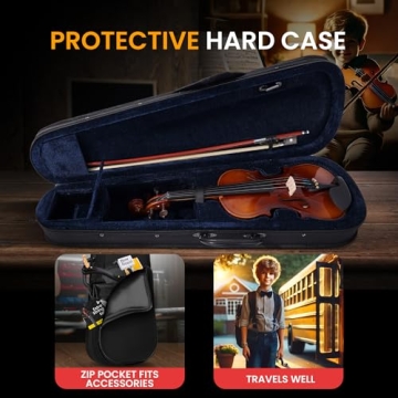 Pyle 3/4 Beginner Violin Kit with Case & Accessories