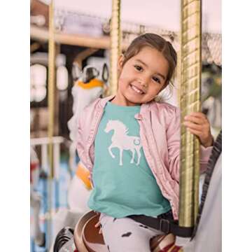 Charming Horseshoe Print Fitted T-Shirt for Young Equestrians