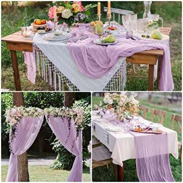 8 Pack Lavender Cheesecloth Table Runner 10Ft Gauze Cheese Cloth 35x120 Inch Boho Table Runner Roman...