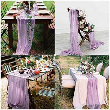 8 Pack Lavender Cheesecloth Table Runner 10Ft Gauze Cheese Cloth 35x120 Inch Boho Table Runner Romantic Table Runner Long Table Cover for Wedding Birthday Party Bridal Shower Baby Shower Picnic Easter