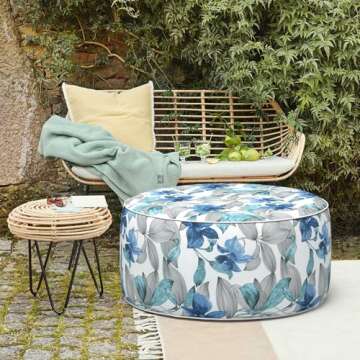 LVTXIII Outdoor/Indoor Inflatable Ottoman, All Weather Round Footrest Stool with Handle D31”x H14?...
