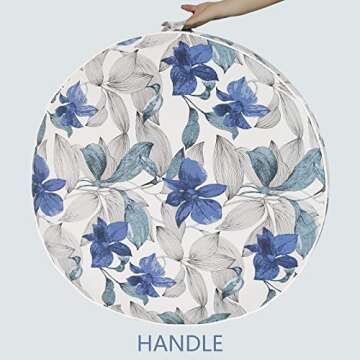 LVTXIII Outdoor/Indoor Inflatable Ottoman, All Weather Round Footrest Stool with Handle D31”x H14”, Portable Pouf for Patio Garden Camping or Home Decoration, Clemens Noir Blue