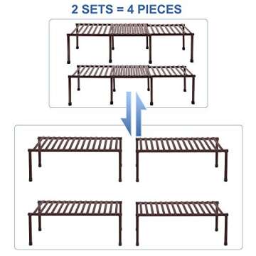 STORAGE MANIAC Set of 4 Expandable Kitchen Rack Wire Shelf Organizer Kitchen Organization Adjustable...