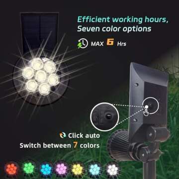 Sunklly Solar Spot Lights Outdoor Color Changing, 8 Lighting Modes 2-in-1 Solar Lights Outdoor Waterproof, Auto On/Off Multicolor Solar Powered Landscape Spotlights for Garden Patio Yard Pool, 4 Pack