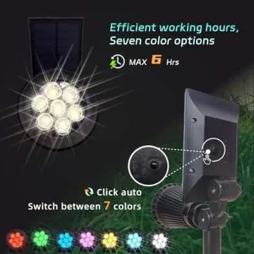 Sunklly Solar Spot Lights Outdoor Color Changing, 8 Lighting Modes 2-in-1 Solar Lights Outdoor Waterproof, Auto On/Off Multicolor Solar Powered Landscape Spotlights for Garden Patio Yard Pool, 4 Pack