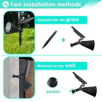 Sunklly Solar Spot Lights Outdoor Color Changing, 8 Lighting Modes 2-in-1 Solar Lights Outdoor Waterproof, Auto On/Off Multicolor Solar Powered Landscape Spotlights for Garden Patio Yard Pool, 4 Pack