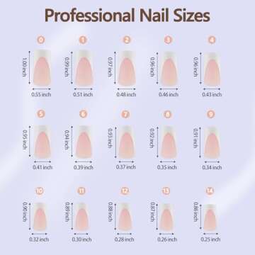 Misssix Deep French Gel Nail Tips, 150Pcs French Tip Press on Nails Long Square Pink, No Need to File 3 in 1 Tips Pre-lasting, Fake Nails for Nail Art DIY 15 Sizes