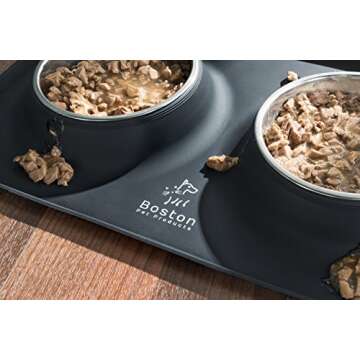 Tidy Dine Non-Skid Double Pet Bowl Set for Dogs and Cats