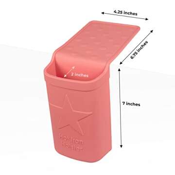 Hot Iron Holster | Adhesive-Free Silicone Storage Pocket for Organization and Travel | Heat Resistant to 500°F | Ideal for Curling Irons, Hair Straighteners, and Other Hot Tools | Coral