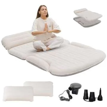 KMZ SUV Air Mattress Thickened and Double-Sided Flocking Travel Camping Bed with 2 Pillows & Electri...