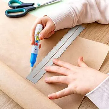 Geyee 2 Pcs Metal Paper Tearing Ruler Deckle Edge Craft Ruler for Cutting Paper Stainless Steel 12 Inches Cut Tool Irregular Edges Measuring Tool with Water Pen for School Scrapbook