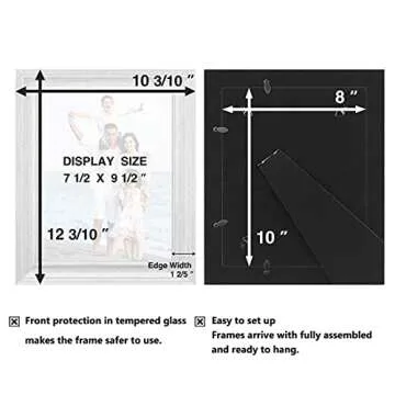 LaVie Home 8x10 Picture Frames (3 Pack, Distressed White Wood Grain) Rustic Photo Frame Set with High Definition Glass for Wall Mount & Table Top Display