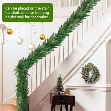 6 FT Christmas Real Touch Norfolk Pine Garlands Xmas Decoration, Artificial Faux Pine Greenery Garland for Mantle Fireplace Table Indoor Outdoor Winter Christmas Holiday Home Decor