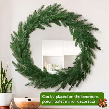 6 FT Christmas Real Touch Norfolk Pine Garlands Xmas Decoration, Artificial Faux Pine Greenery Garland for Mantle Fireplace Table Indoor Outdoor Winter Christmas Holiday Home Decor