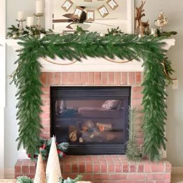 6 FT Christmas Real Touch Norfolk Pine Garlands Xmas Decoration, Artificial Faux Pine Greenery Garland for Mantle Fireplace Table Indoor Outdoor Winter Christmas Holiday Home Decor