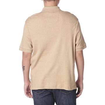 Nautica Men's Classic Fit Short Sleeve Solid Soft Cotton Polo Shirt, coastal camel heather, Large