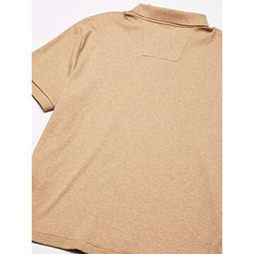 Nautica Men's Classic Fit Short Sleeve Solid Soft Cotton Polo Shirt, coastal camel heather, Large