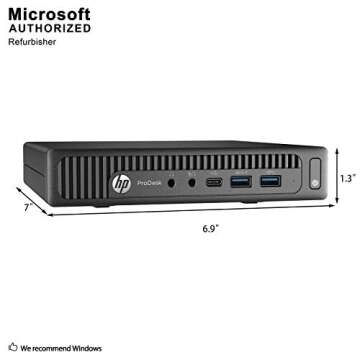 HP 600 G2 Micro Computer Mini Tower PC (Intel Quad Core i5-6500T, 16GB DDR4 RAM, 256GB SSD, Win 10 P...