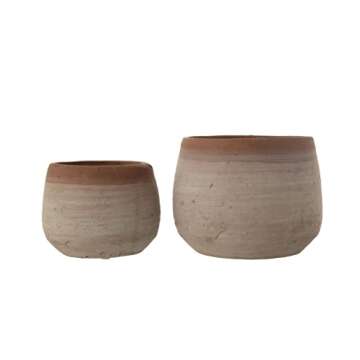 Creative Co-Op Small Orange & Whitewashed Terracotta Planter