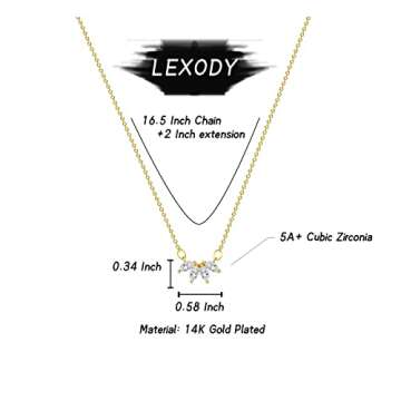 LEXODY Diamond Necklace for Women - Dainty Gold Floral Pendant