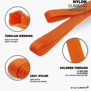 GM CLIMBING 1 inch Tubular Webbing - 4000lb Strong