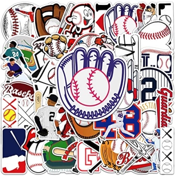 JOICEE Baseball Stickers 50pcs Waterproof Vinyl Decals