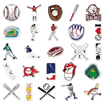 JOICEE Baseball Stickers 50pcs Waterproof Vinyl Decals