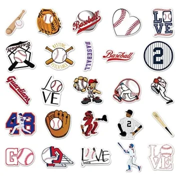 JOICEE Baseball Stickers 50pcs Waterproof Vinyl Decals