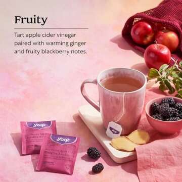 Yogi Tea Blackberry Apple Cider Digestive Awakening Tea - 16 Tea Bags per Pack (4 Packs) - Organic Tea to Support Digestive Health - Includes Ginger Root, Licorice Root & Raspberry Leaf