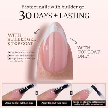 BTArtboxnails French Gel Nail Tips - French Tip Press on Nails Pink Short Almond XCOATTIPS, No Need to File Fake Nails for Nail Art DIY Valentines Day Gift