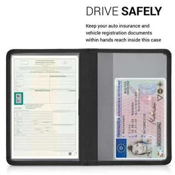 kwmobile Registration and Insurance Holder - Car Document Holder for Vehicle Documents and Cards - PU Leather - Black