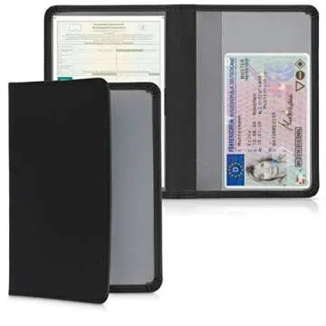 kwmobile Registration and Insurance Holder - Car Document Holder for Vehicle Documents and Cards - PU Leather - Black