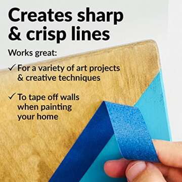 HIPPIE CRAFTER Blue Painters Tape 1 Inch Wide 3 Pack for Painting 1" Thick X 60 Yds Masking Removable Bulk Paint Pattern Walls 180 Yards Total