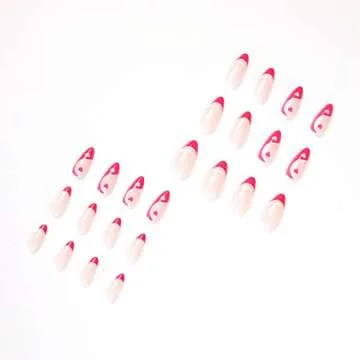 Stylish SINHOT Press on Nails with Red French Design