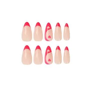 Stylish SINHOT Press on Nails with Red French Design