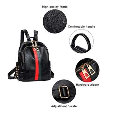 Alovhad Pu Leather Mini Backpack For Women Purse Cute Daypack Bag Fashion Shoulder Bag (A-Small Black)