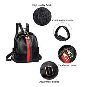 Alovhad Pu Leather Mini Backpack For Women Purse Cute Daypack Bag Fashion Shoulder Bag (A-Small Black)