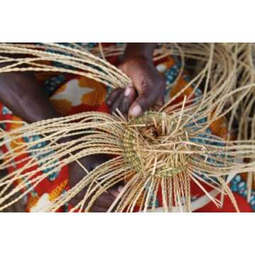 Fair Trade Ghana Bolga African Mini Market Basket 8-10" Across X 4-5" Tall (Plus Handle), GB06.60896